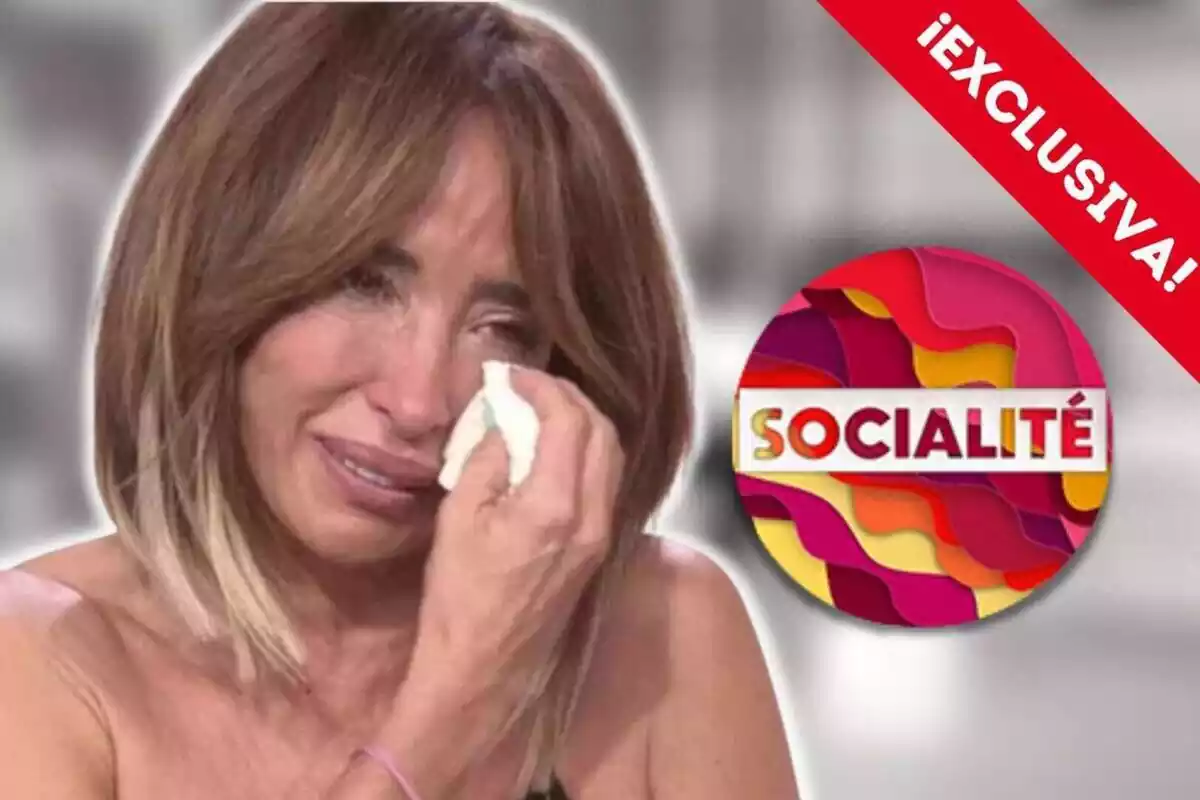 Fotomuntatge de María Patiño plorant i el logo de 'Socialité'