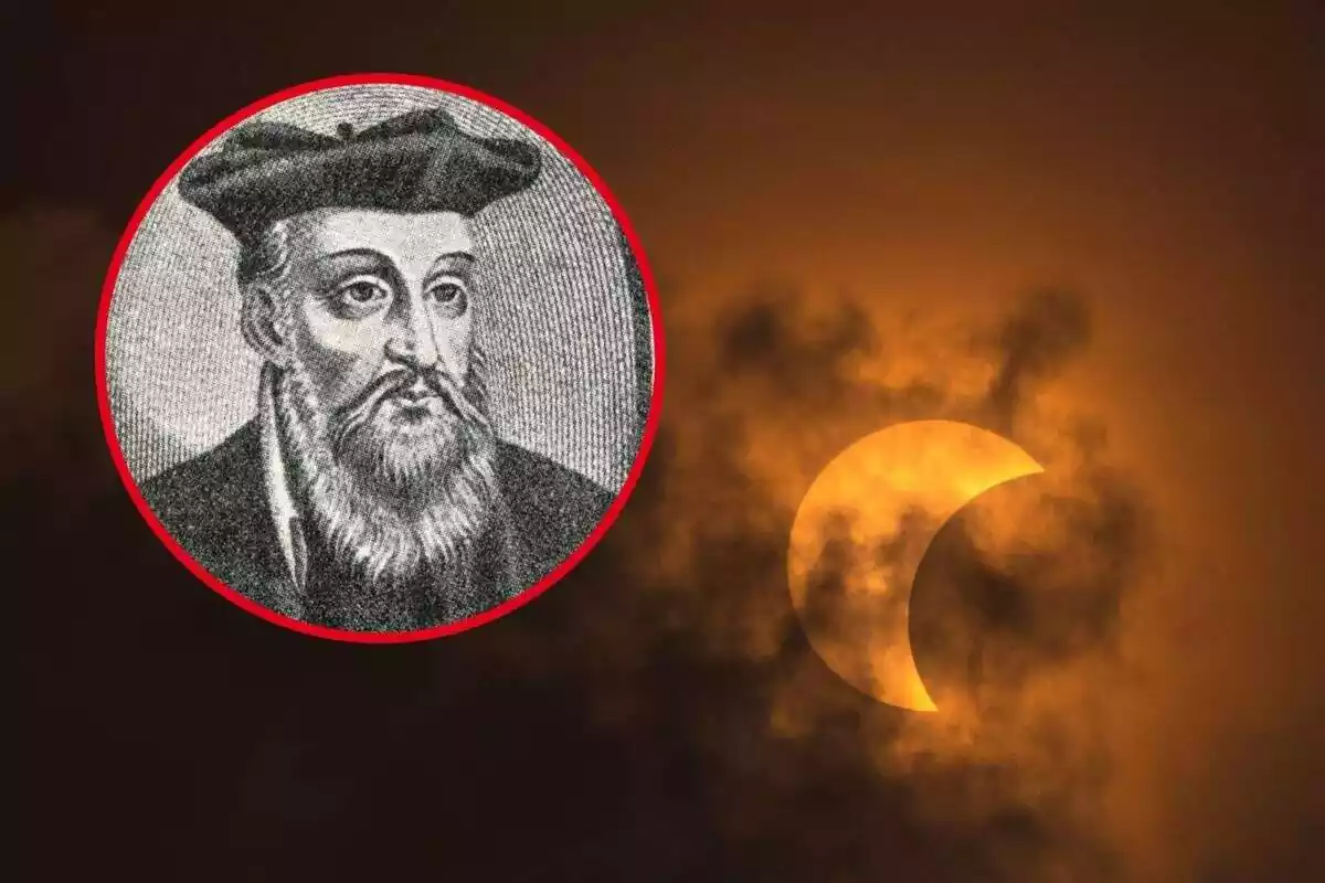 Fotomuntatge de Nostradamus i un eclipsi