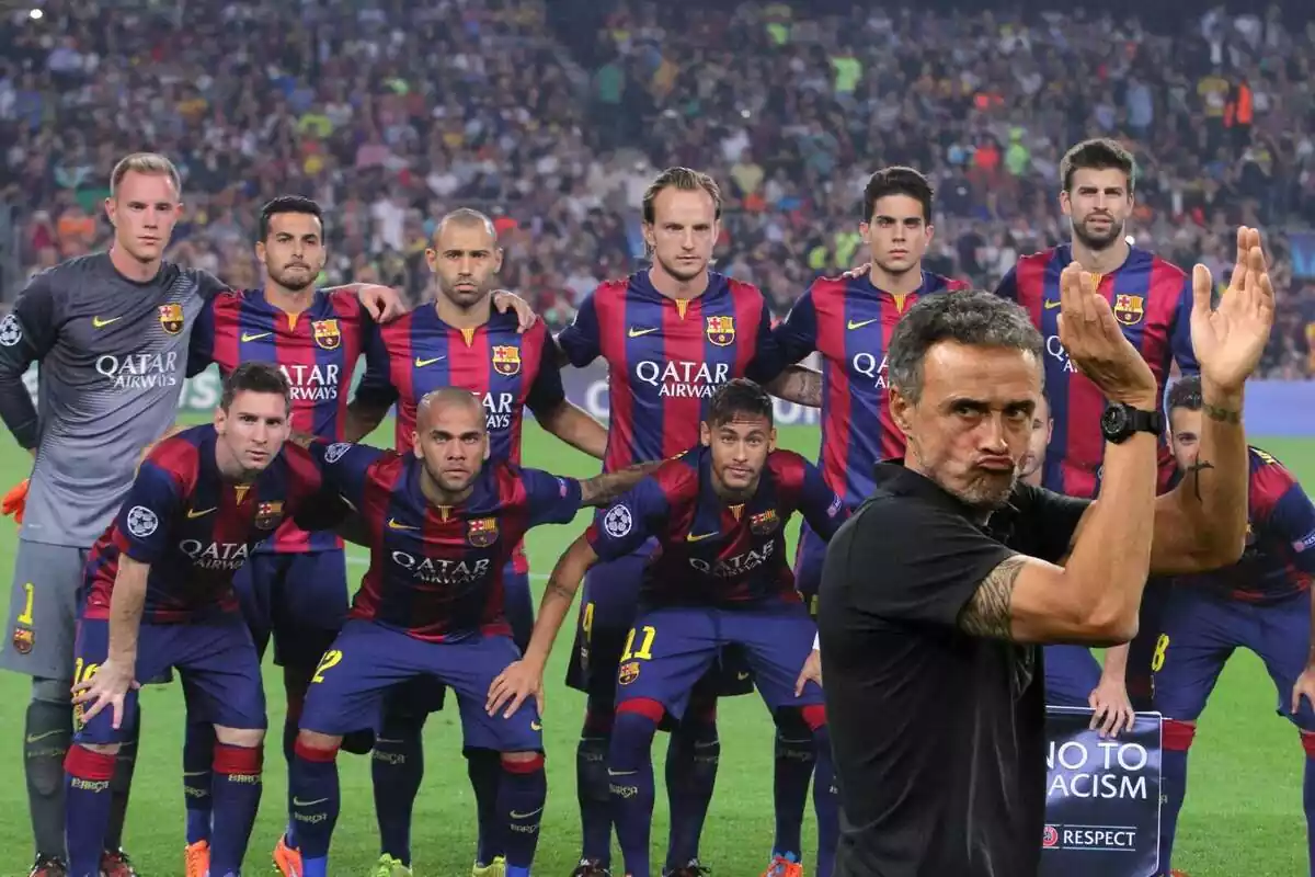 Muntatge amb la imatge dels jugadors del Barça i Luis Enrique