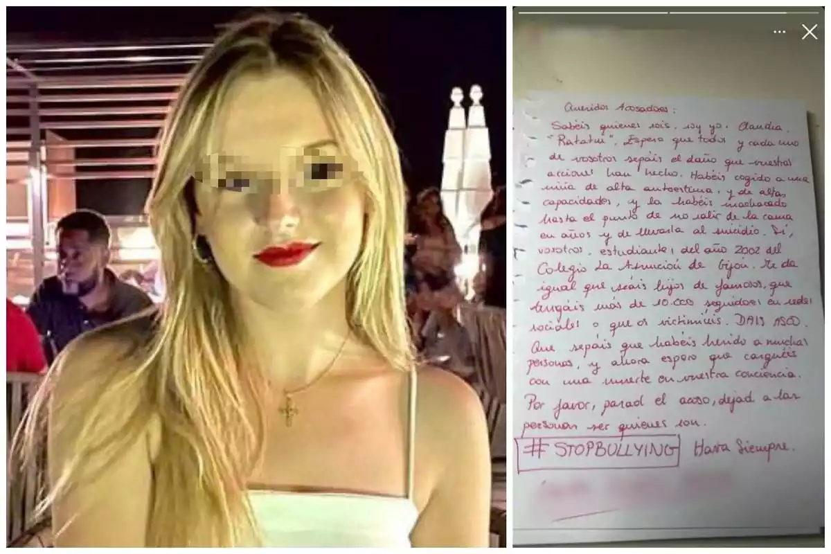 Muntatge de Claudia i la carta de comiat abans de suïcidar-se