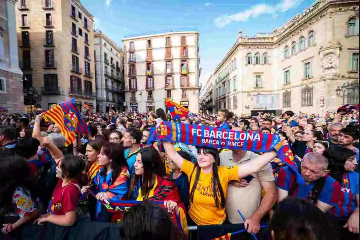 La celebració de la Champions aconseguida pel FC Barcelona femení