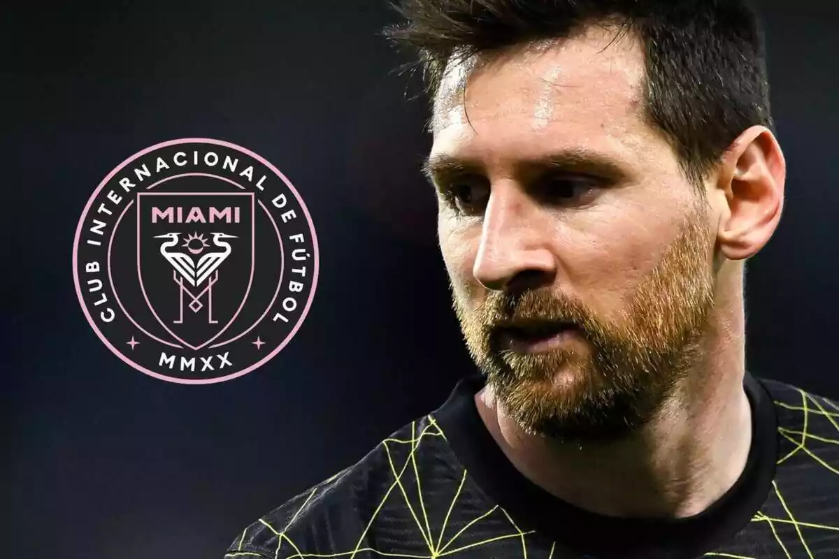 Leo Messi amb l'escut de l'Inter de Miami
