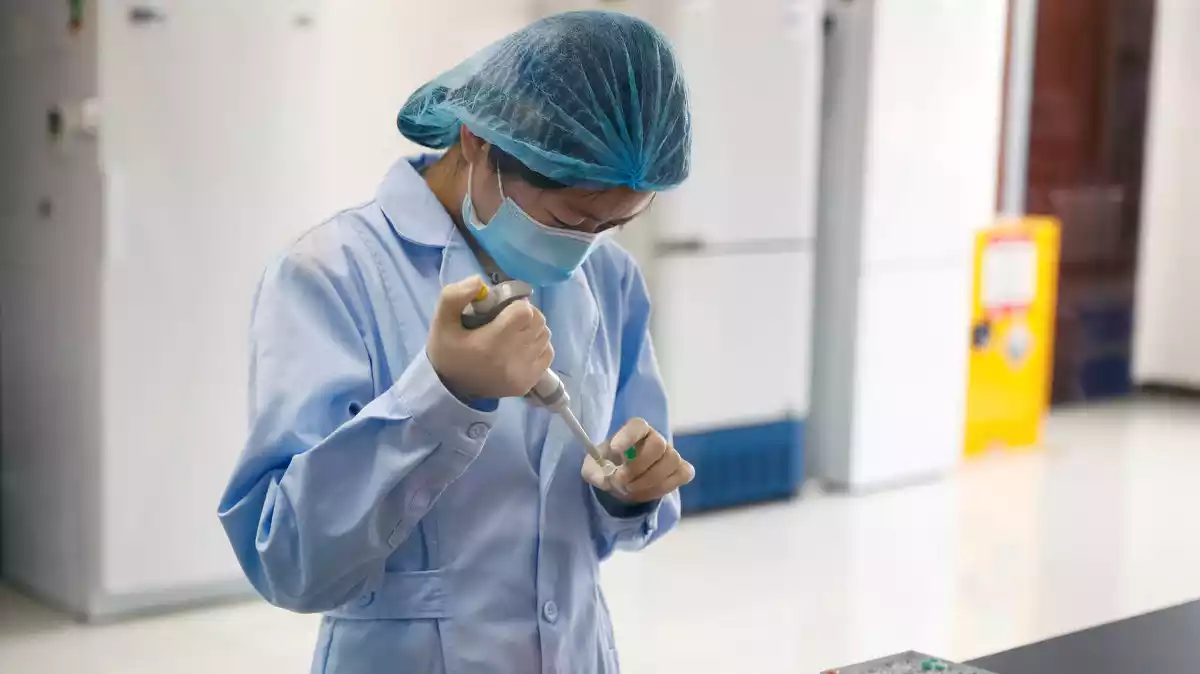 Un empleat en un laboratori de Beijing, a la Xina, el 14 de maig de 2020