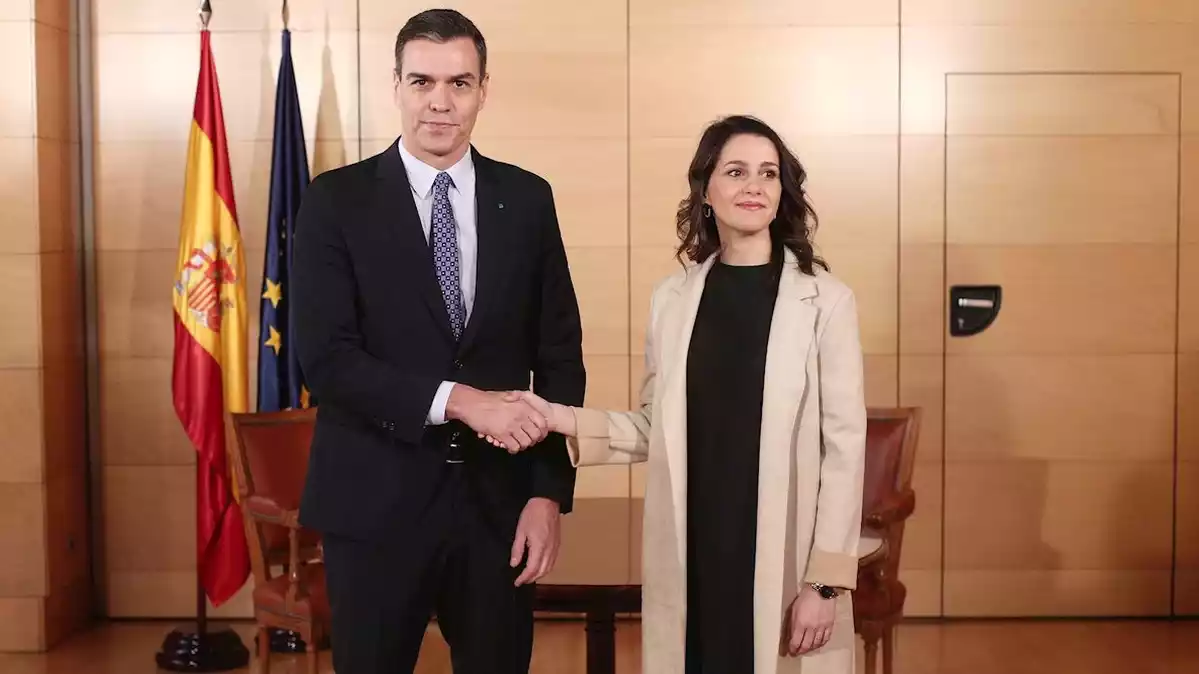 Pedro Sánchez i Inés Arrimadas, en la seva darrera reunió, el 16 de desembre de 2019.