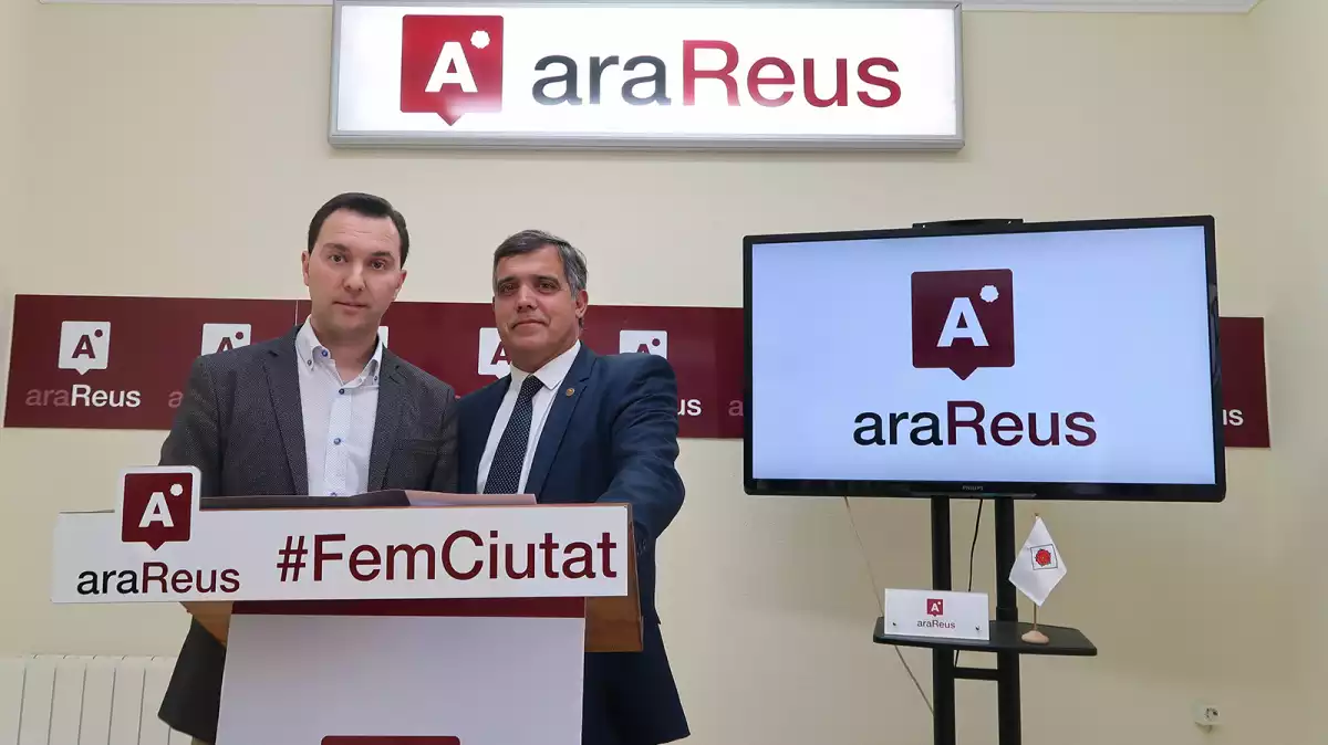 Dani Rubio i Jordi Cervera a la seu d'Ara Reus.