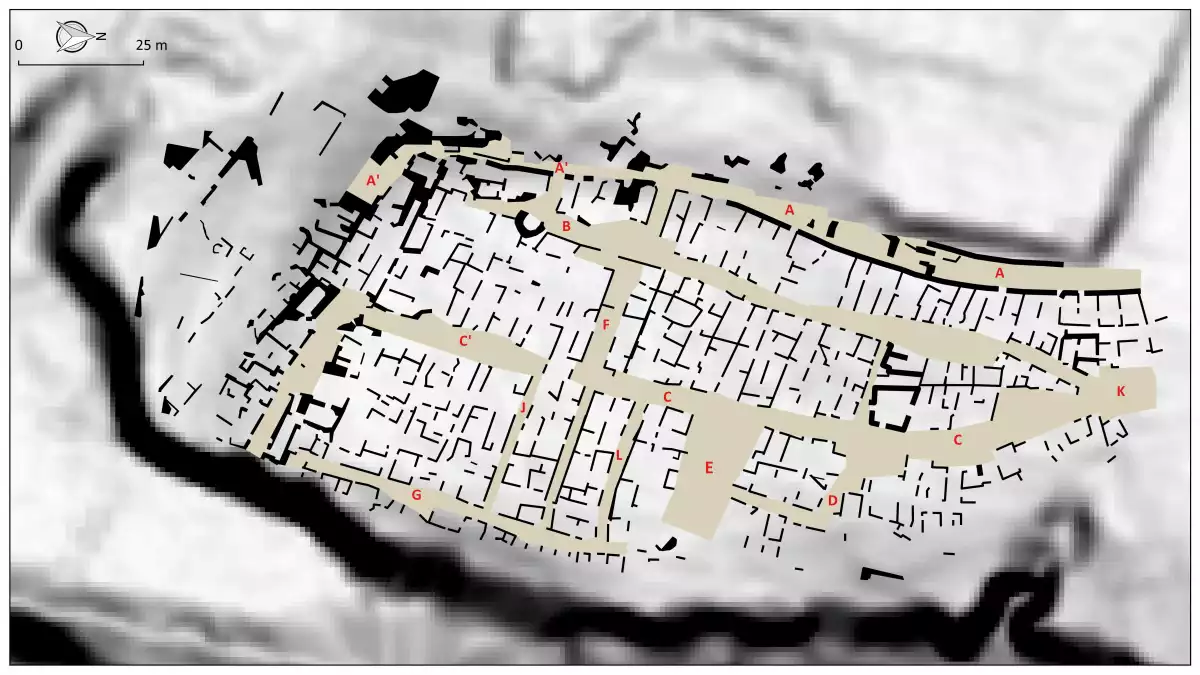 Imatge de la ciutat ibèrica soterrada a Banyeres i que s'ha obtingut per georadar.