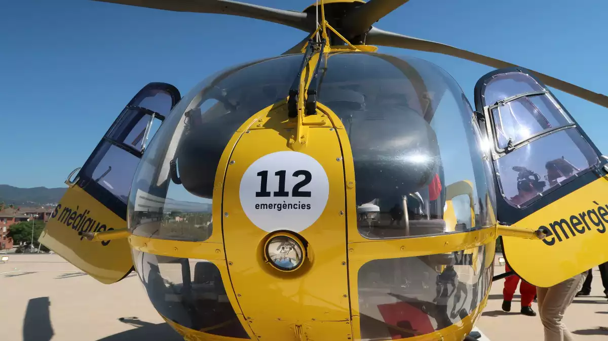 Imatge de l'helicòpter medicalitzat a l'heliport de l'Hospital Sant Joan de Reus
