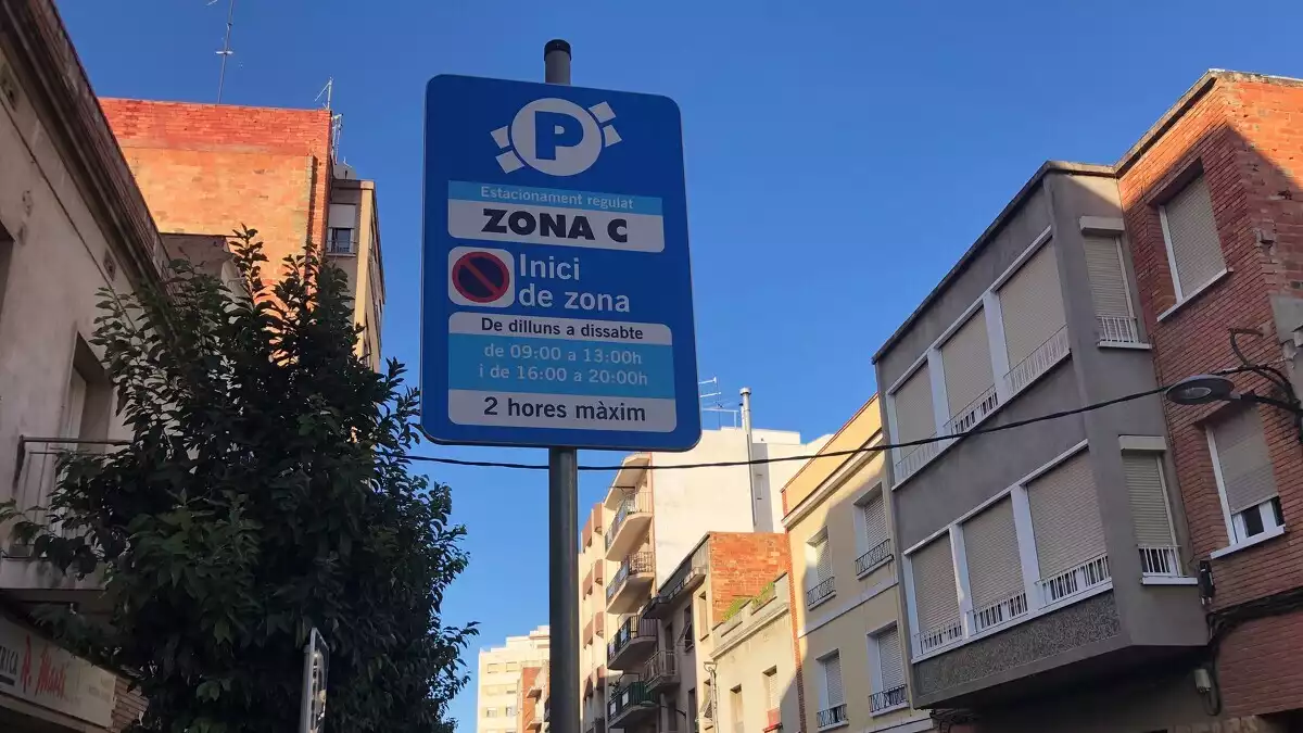 Imatge d'un cartell d'una zona blava a Reus