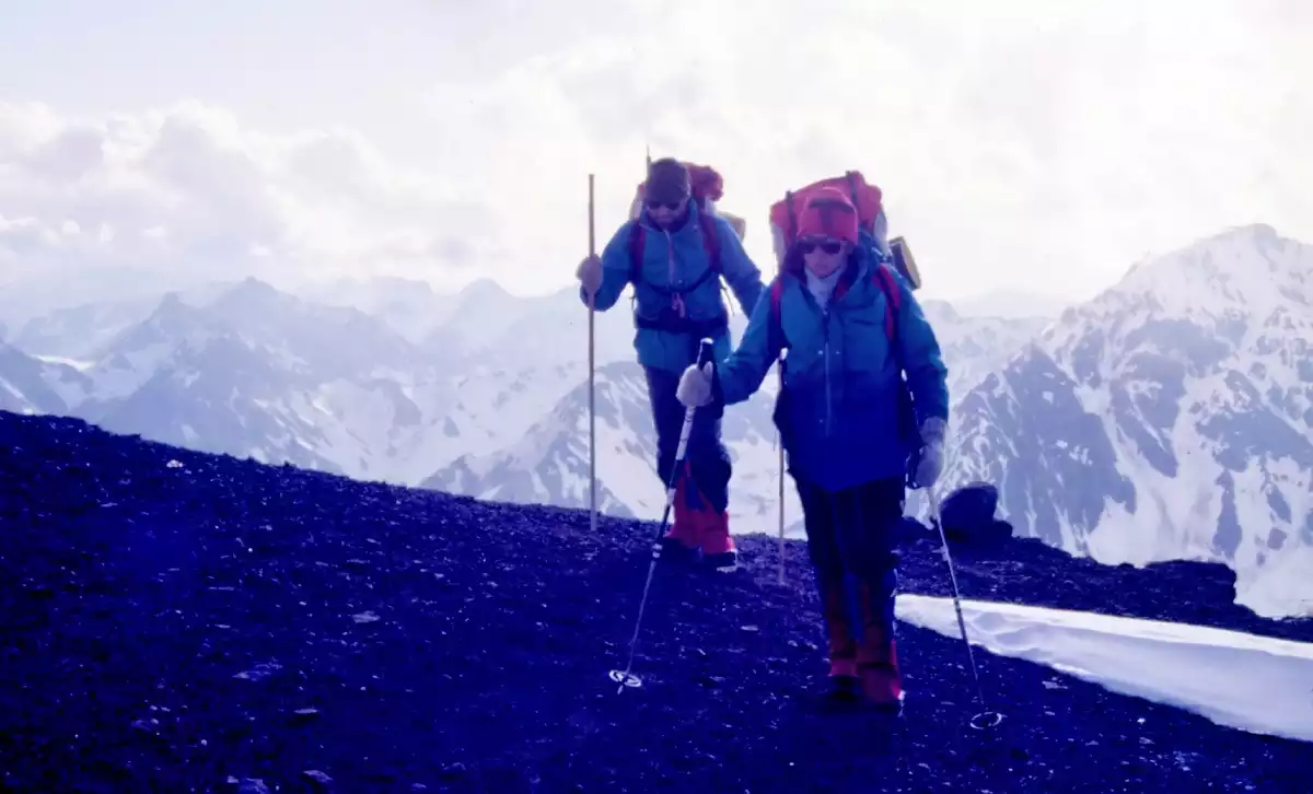 Dos dels integrants de l'expedició vendrellenca a l'Aconcagua del 1987.