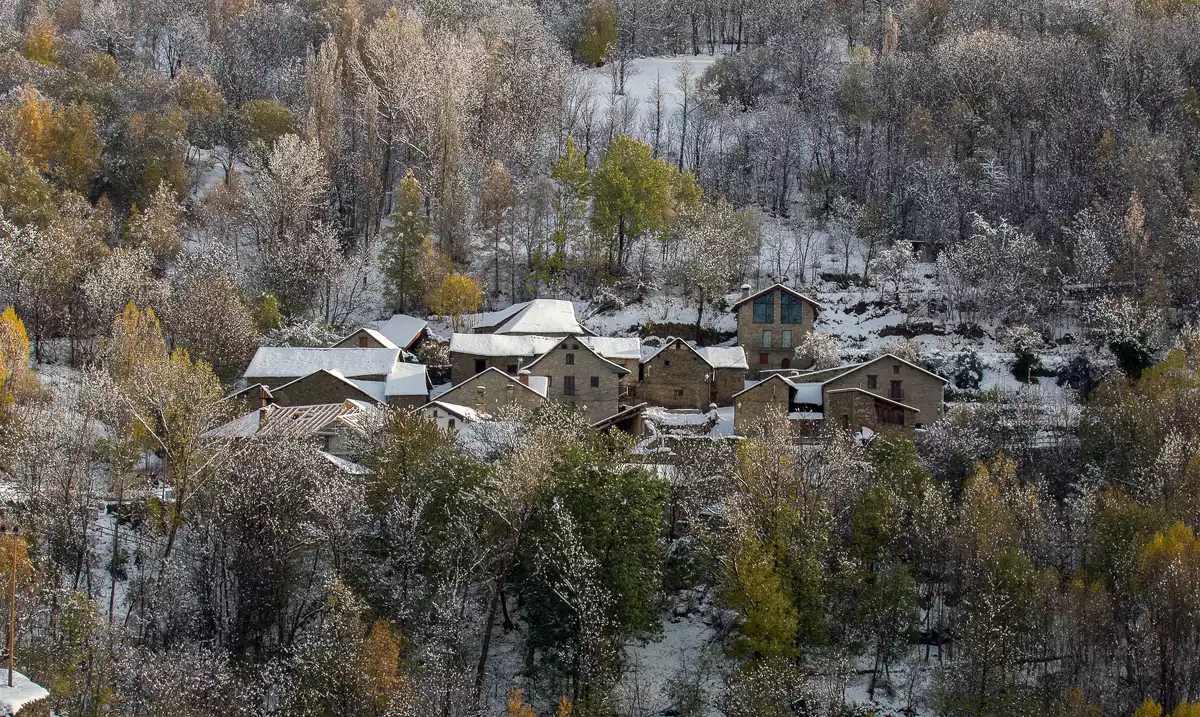 Imatge de la nevada a la Vall d'Unarre, al Pallars Sobirà, aquest dijous