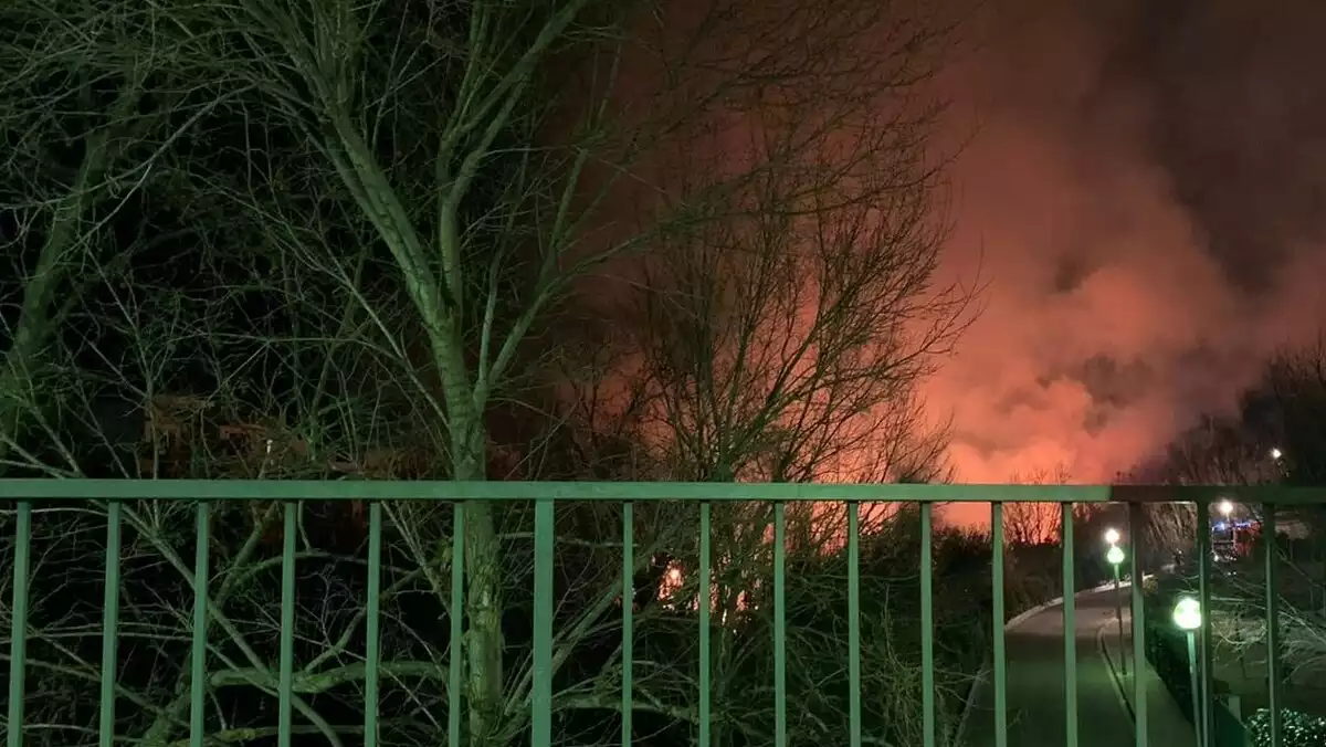 Imatge de l'incendi que ha tingut lloc a la zona del barranc de la Xamora a Valls