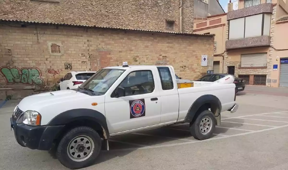 Un vehicle del cos de Protecció Civil de l'Arboç.