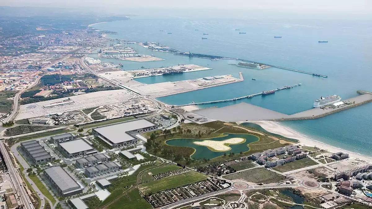 Imatge aèria que recrea la futura ZAL del Port de Tarragona.