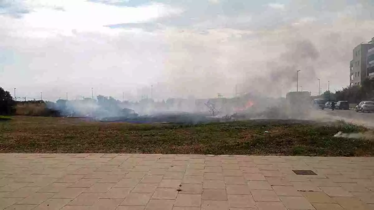 Imatge de l'incendi a la urbanització Nova Torredembarra d'aquest dimarts, 18 d'agost