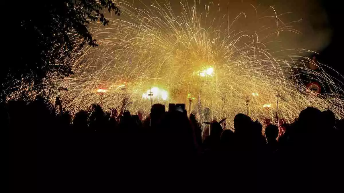 Imatge del correfoc de cloenda de la Santa Tecla del 2019