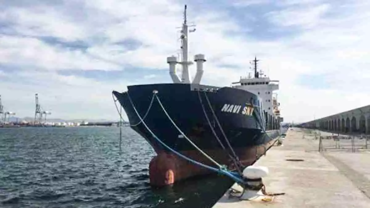 Imatge del vaixell Navi Sky, atracat al Dic de Llevant del Port de Tarragona