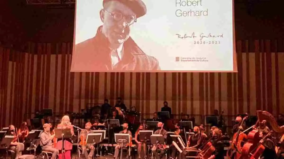 Un moment de l'acte central de l'any d'homenatge al compositor musical Robert Gerhard, celebrat a l'Auditori Eduard Toldrà de Vilanova i la Geltrú