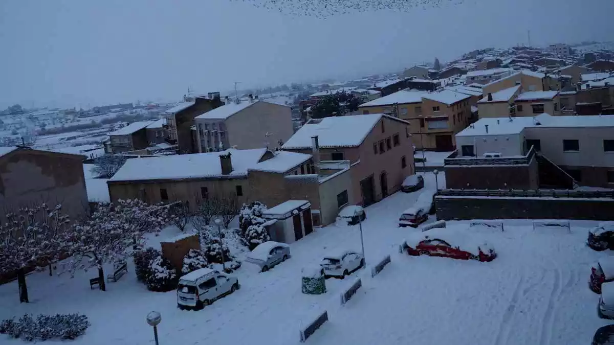 La neu emblanqueix l'Espluga de Francolí