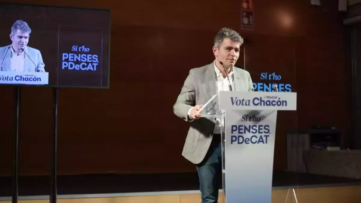 Pla americà del cap de llista del PDeCAT per Tarragona, Marc Arza, en un acte amb «referents» del partit