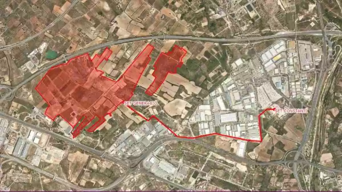 Plànol de la zona que ocuparia el nou parc solar Bellisens, a Constantí
