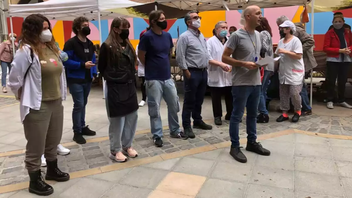 Botiguers a la protesta de la plaça de l'Oli