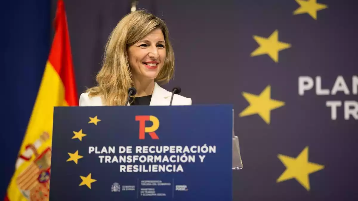 Pla mitjà de la vicepresidenta tercera del govern espanyol i ministra de Treball i Economia Social, Yolanda Díaz