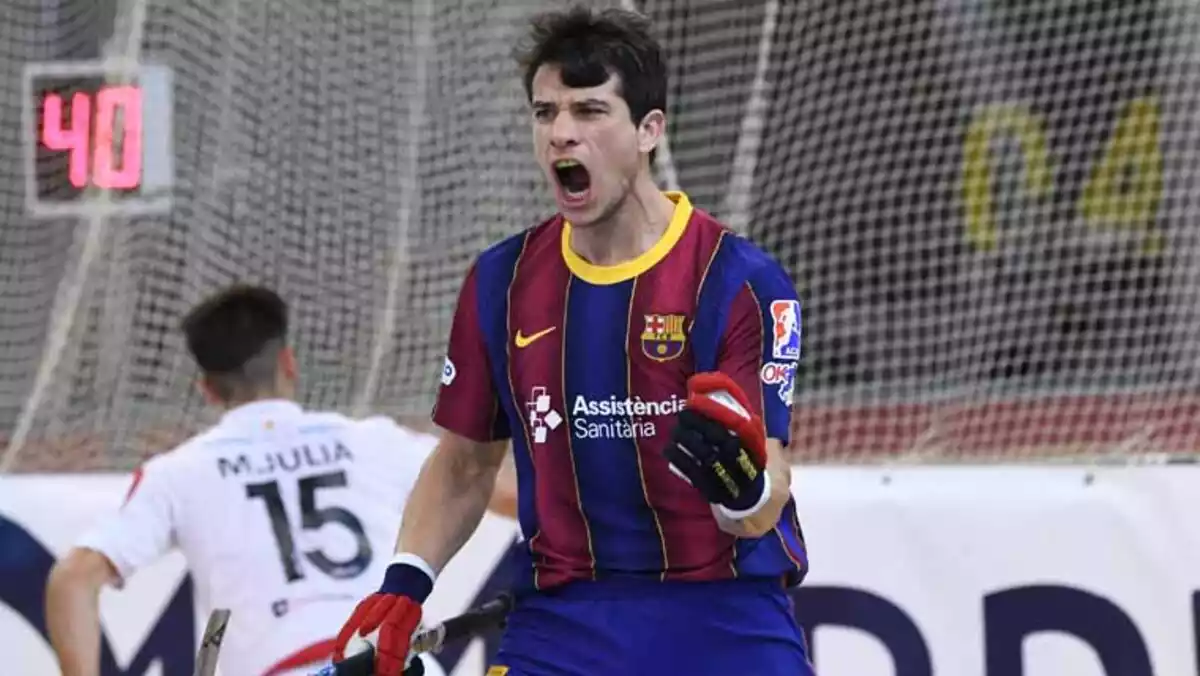 Un jugador del Barça celebrant un gol del matx