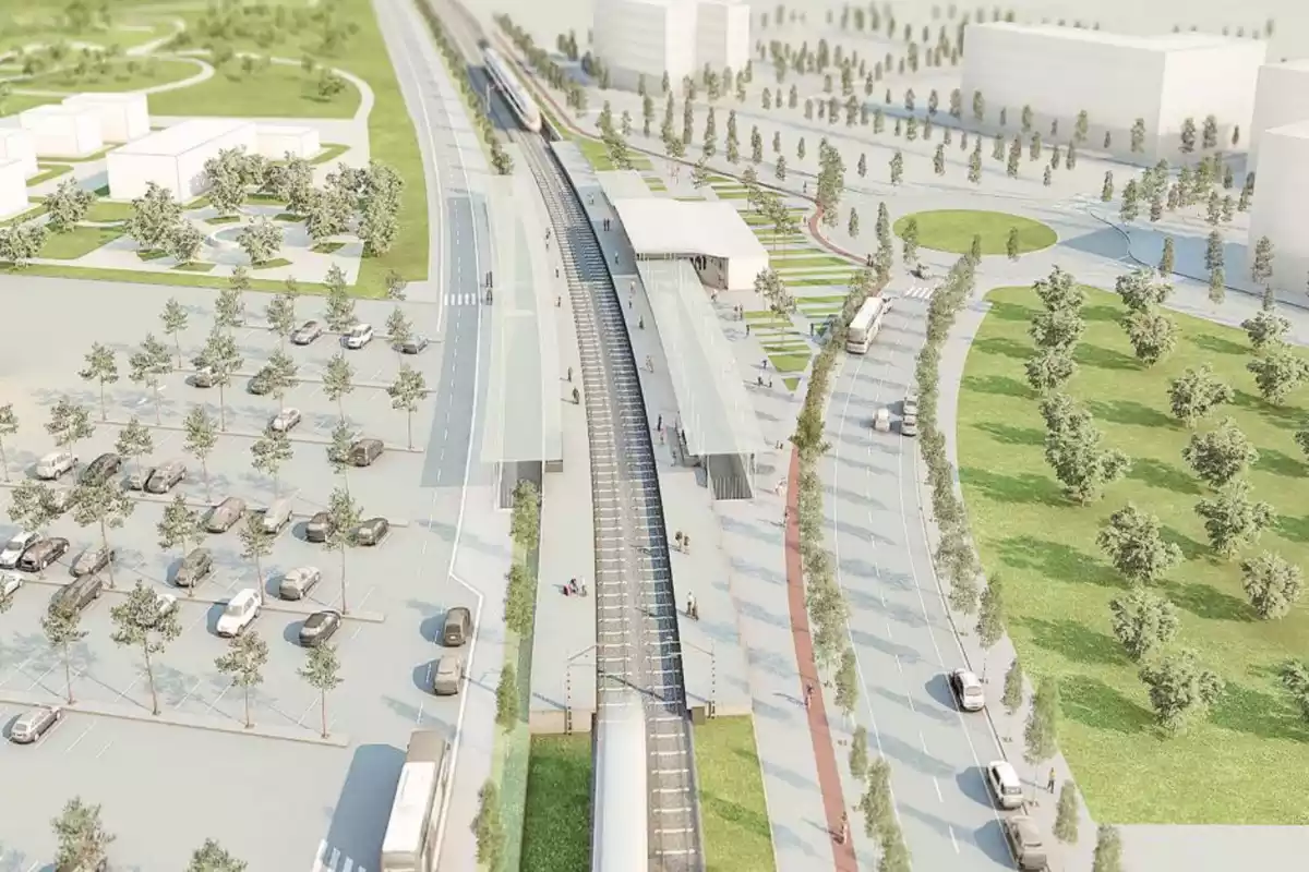 Imatge virtual de la nova estació de trens Reus-Bellissens