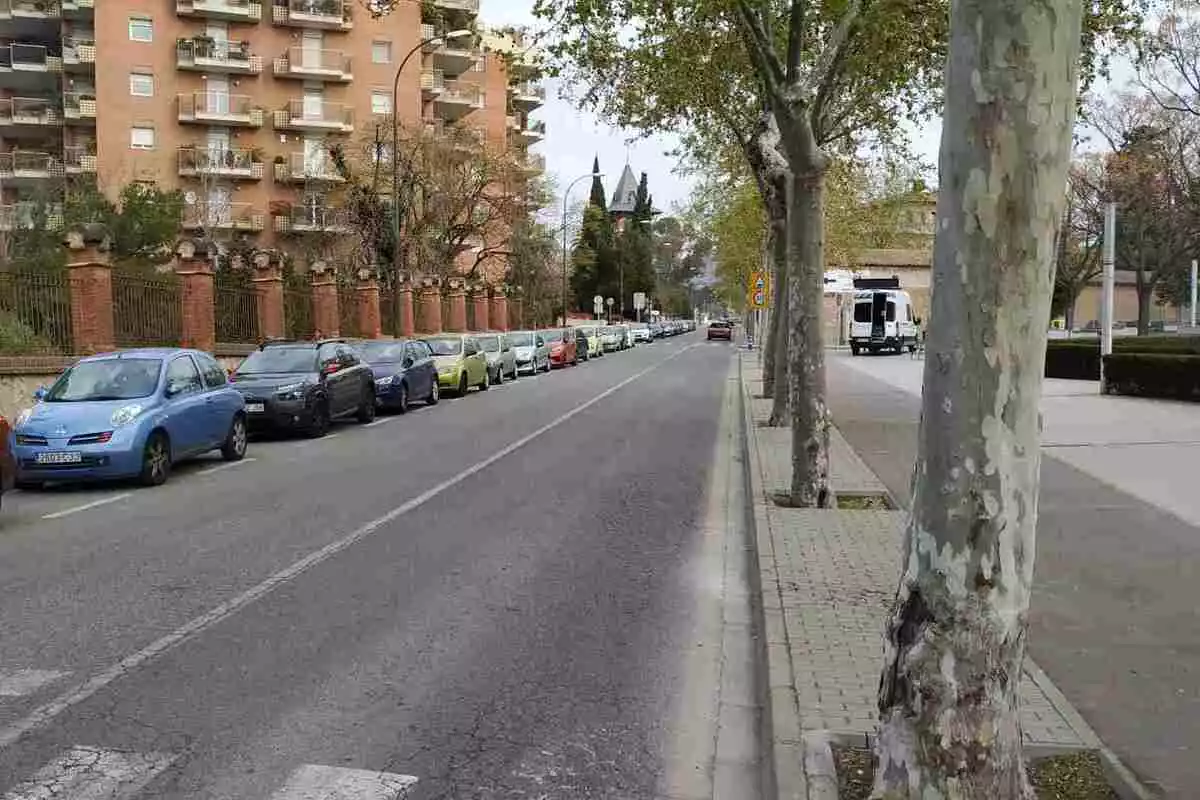 Carretera de Reus a Castellvell al tram inicial, amb el carril bici sobre la vorera
