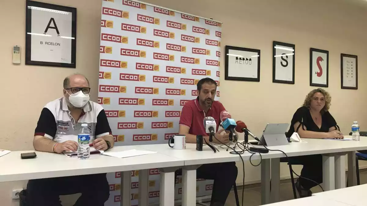 Els representants de CCOO a Tarragona, en una roda de premsa