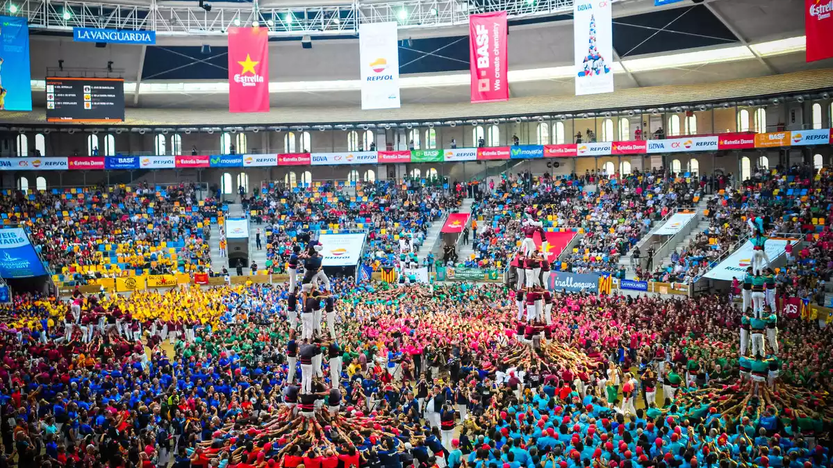 Imatge de la jornada de dissabte del Concurs de Castells del 2018