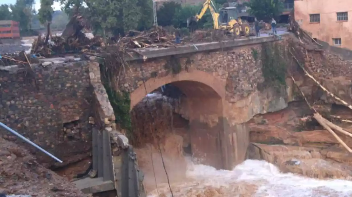 Pont afectat per la riuada de 2019 a l'Espluga de Francolí