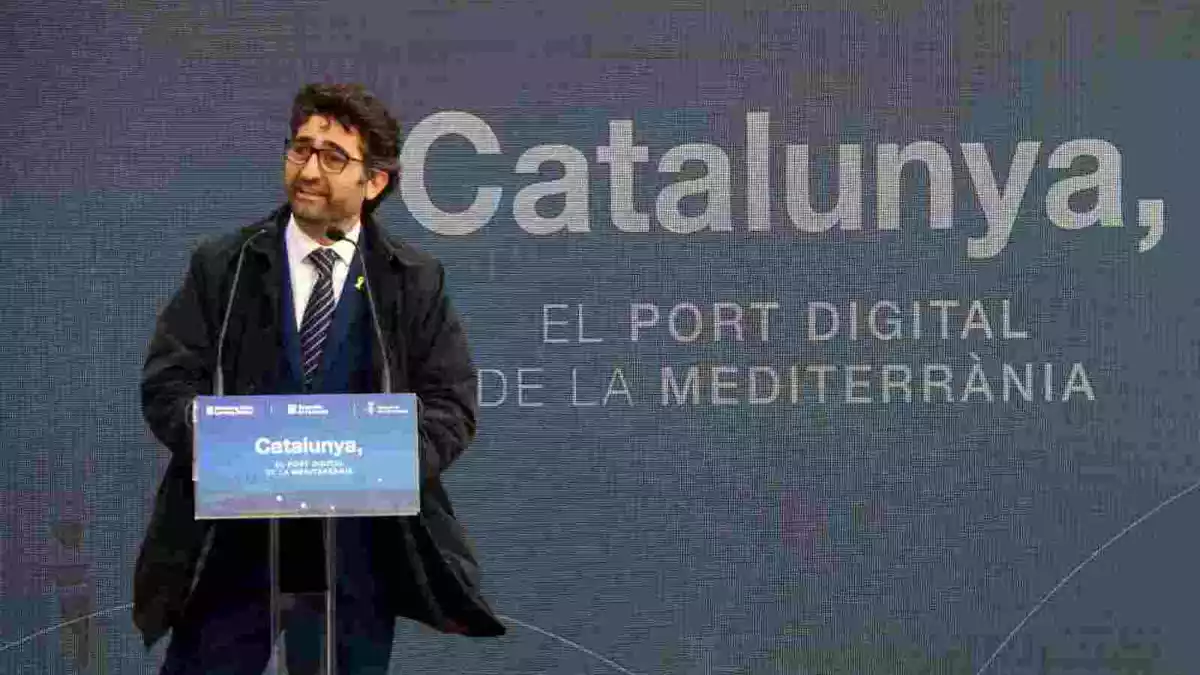 Imatge del conseller de Polítiques Digitals, Jordi Puigneró, durant la presentació d'un projecte a Sant Adrià del Besòs