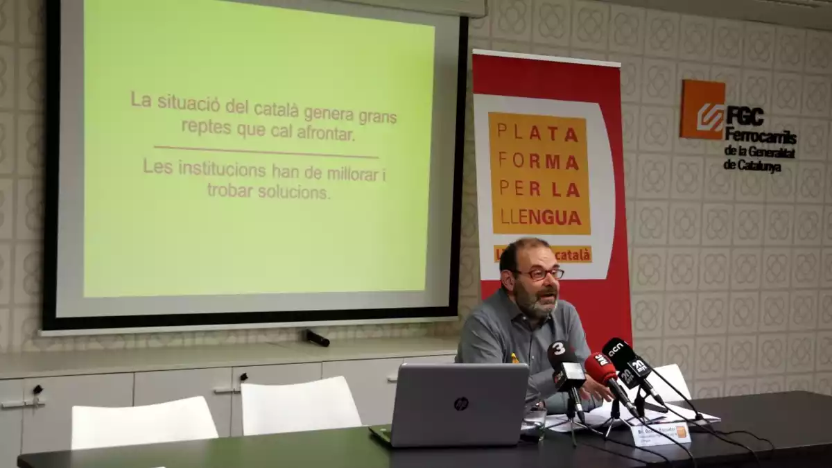Òscar Escuder, president de la Plataforma per la Llengua, presenta l'InformeCAT 2019