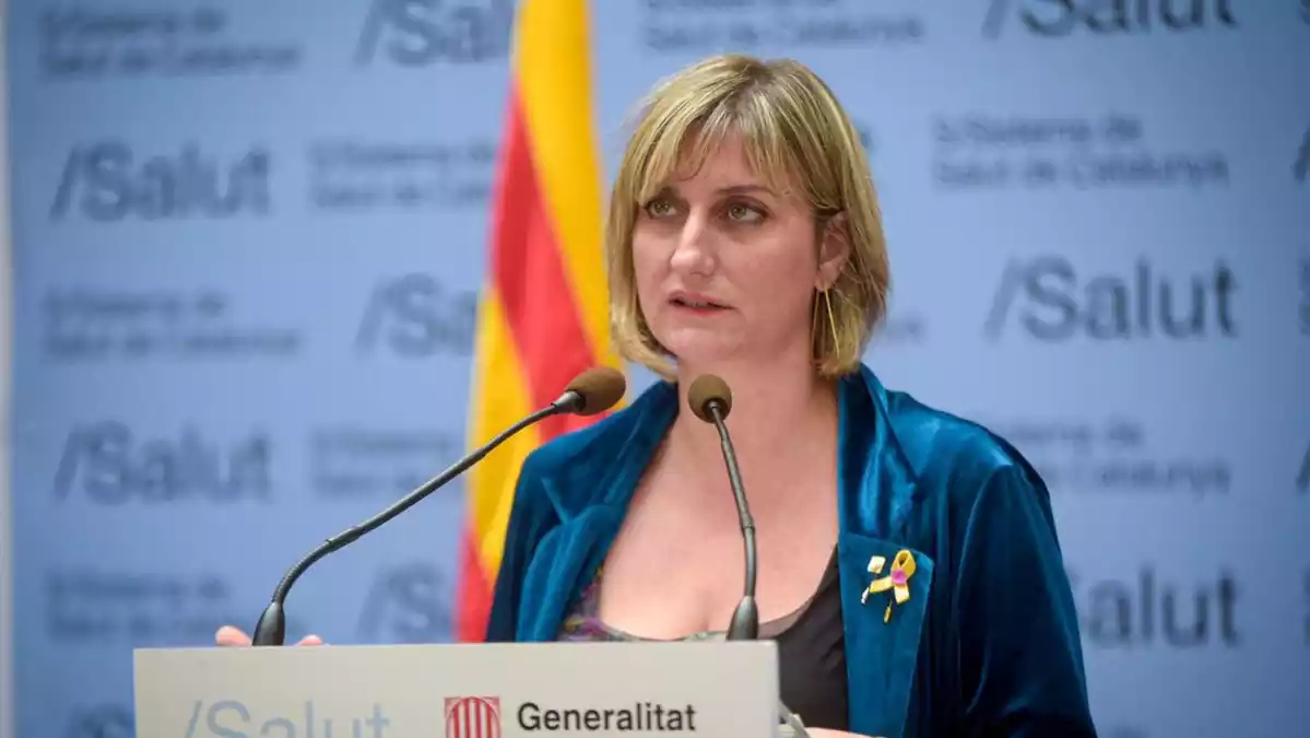 Pla mitjà de la consellera de Salut, Alba Vergés, en roda de premsa el 22 d'abril del 2020