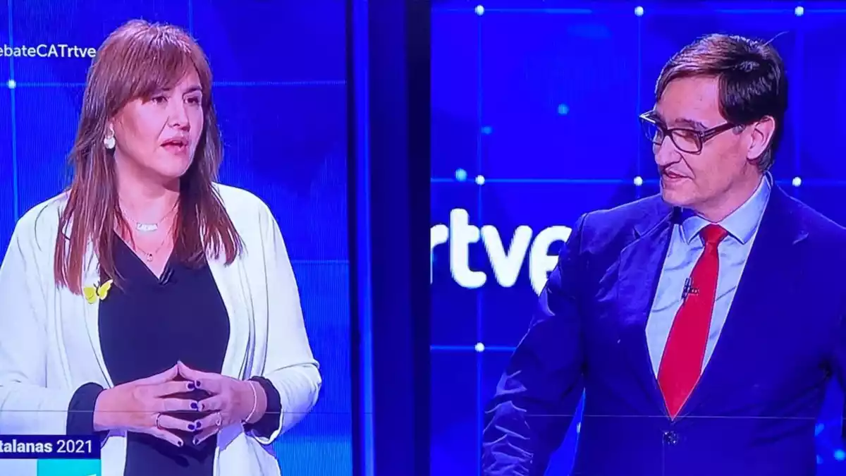 Laura Borràs i Salvador Illa en el debat de RTVE.