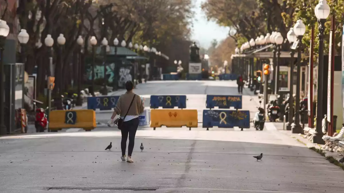 Imatge d'arxiu de la Rambla Nova amb els blocs de formigó tipus New Jersey