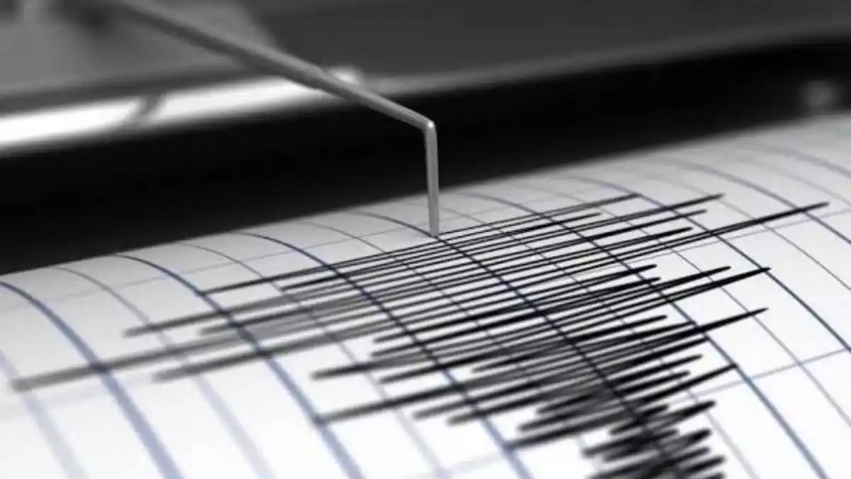 Imatge d'un sismògraf registrant un terratrèmol