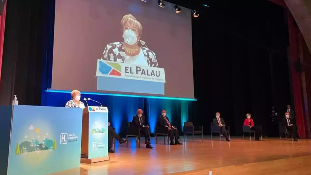La rectora de la URV, María José Figueras, en l'acte de presentació de la Vall de l'Hidrogen Verd