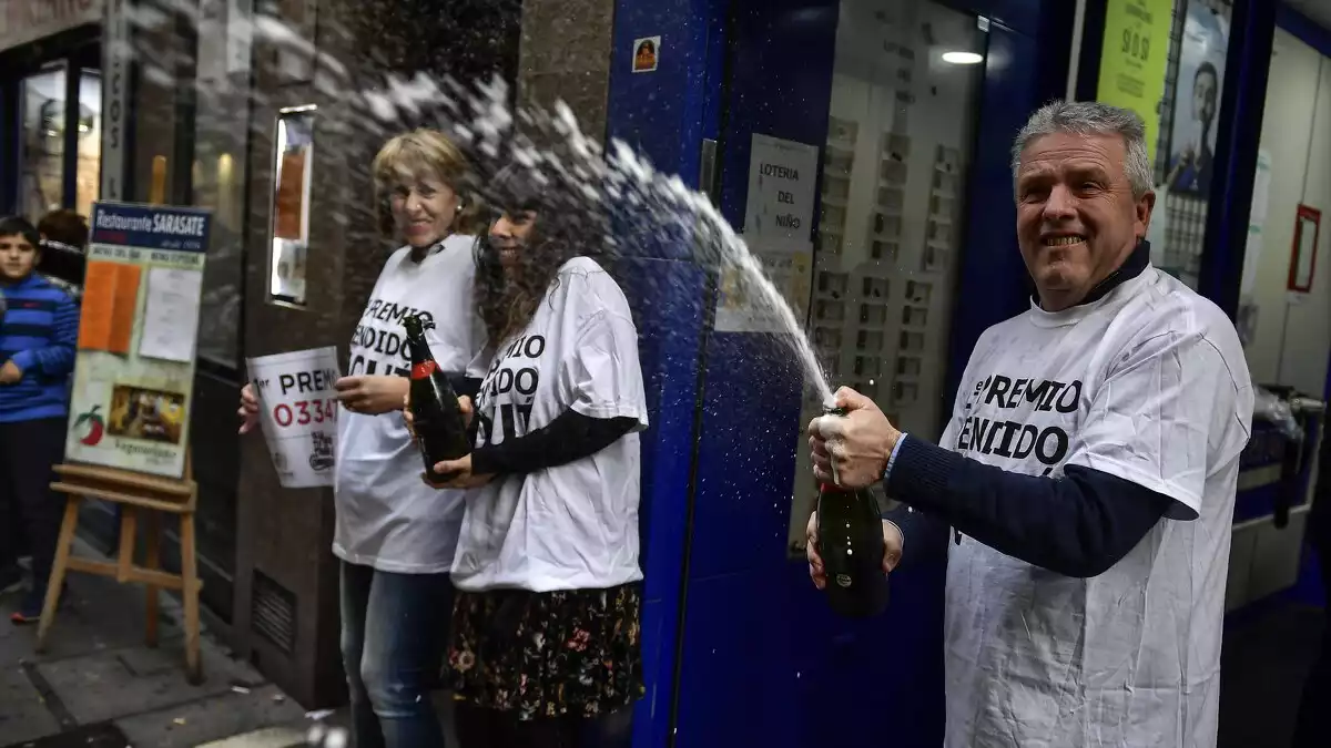 Celebración tras ganar la lotería