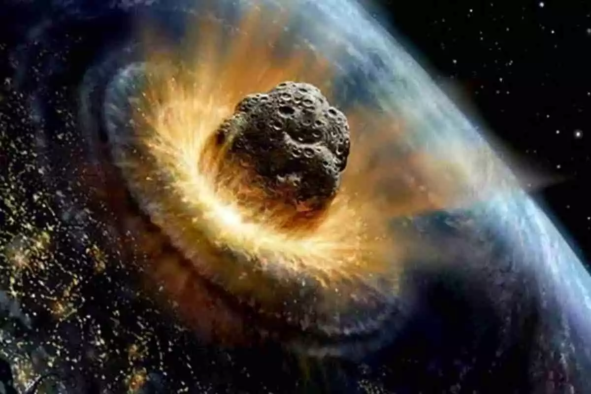 Imagen de la simulación de un meteorito impactando en la Tierra