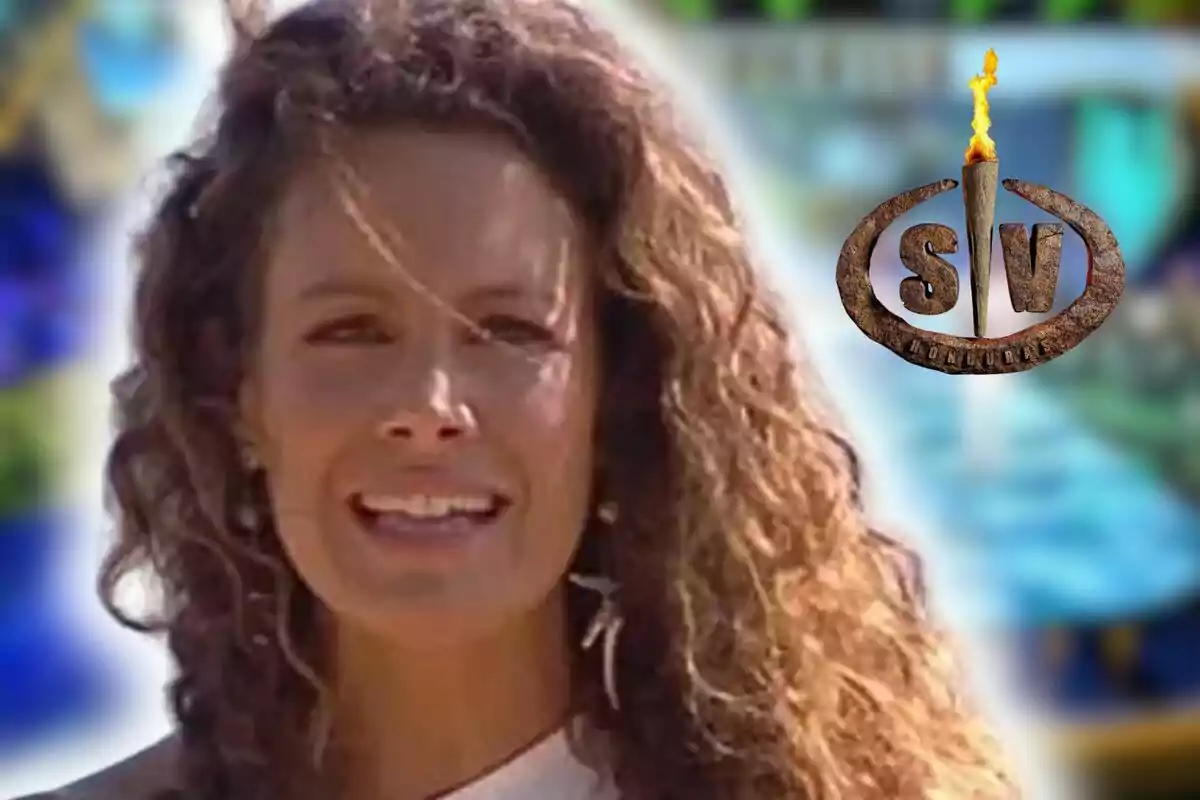 Muntatge de fotos de Laura Madrueño amb rostre seriós en primer pla i, al costat, el logotip de 'SV'.