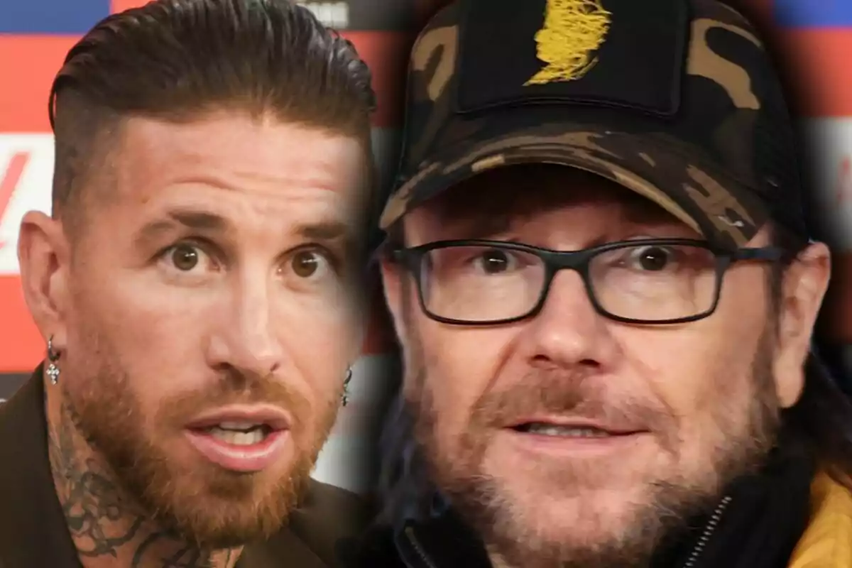 Close-up photo montage of Sergio Ramos and Santiago Segura, both with neutral expressions.