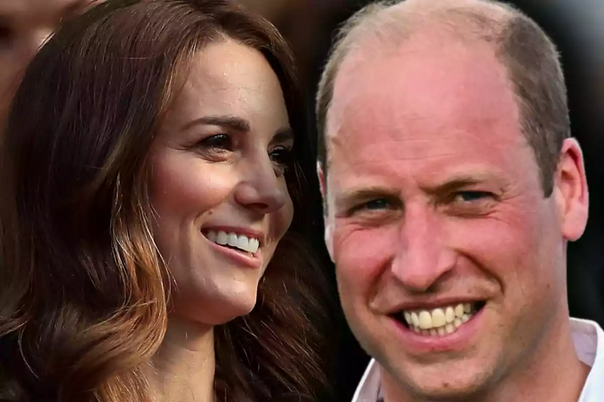 Muntatge de fotos en primer pla del príncep Guillem i la Kate Middleton, tots dos somrients.