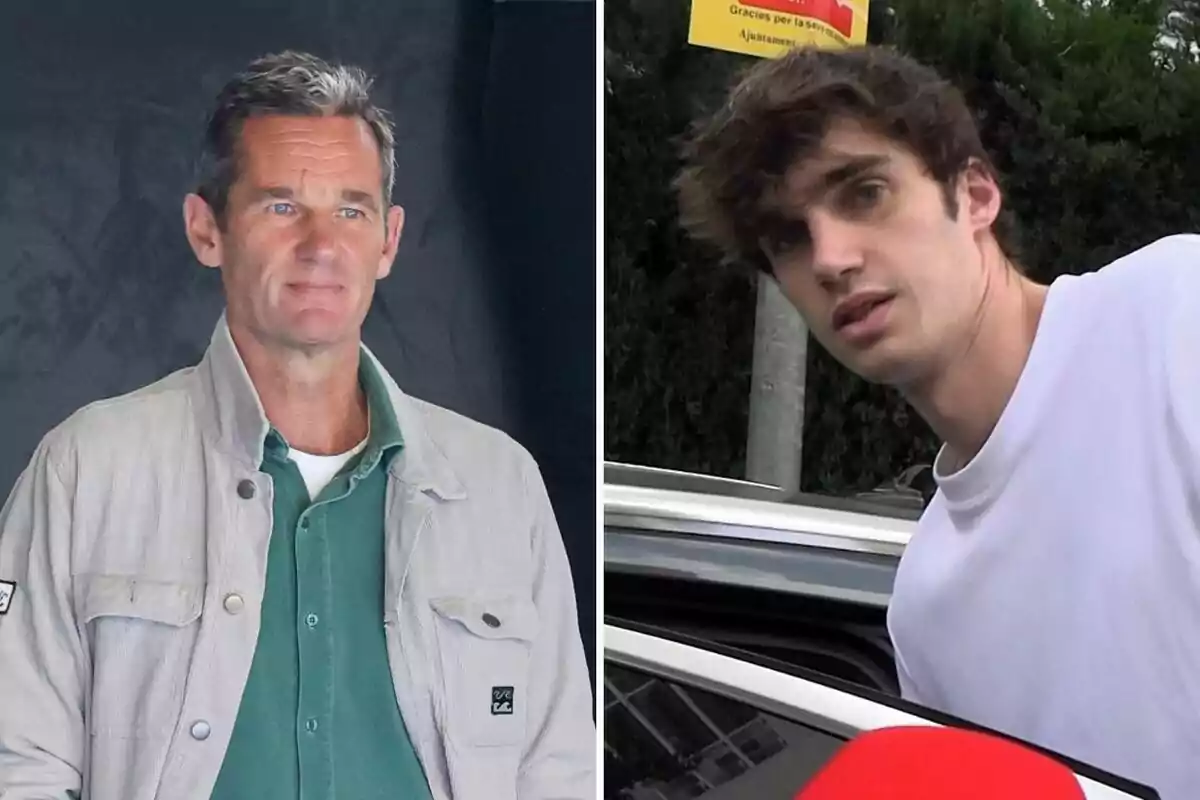 Iñaki and Pablo Urdangarin appear in a split image; one of them is wearing a light jacket and a green jersey, while the other is dressed in a white t-jersey and is next to a car. Iñaki and Pablo Urdangarin appear in a split image; one of them is wearing a light jacket and a green jersey, while the other is dressed in a white t-jersey and is next to a car.