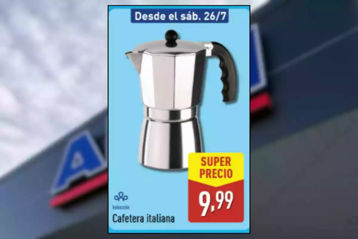 Promoció de cafetera italiana a 9,99 euros disponible des de dissabte 26 de juliol Promoció de cafetera italiana a 9,99 euros disponible des de dissabte 26 de juliol