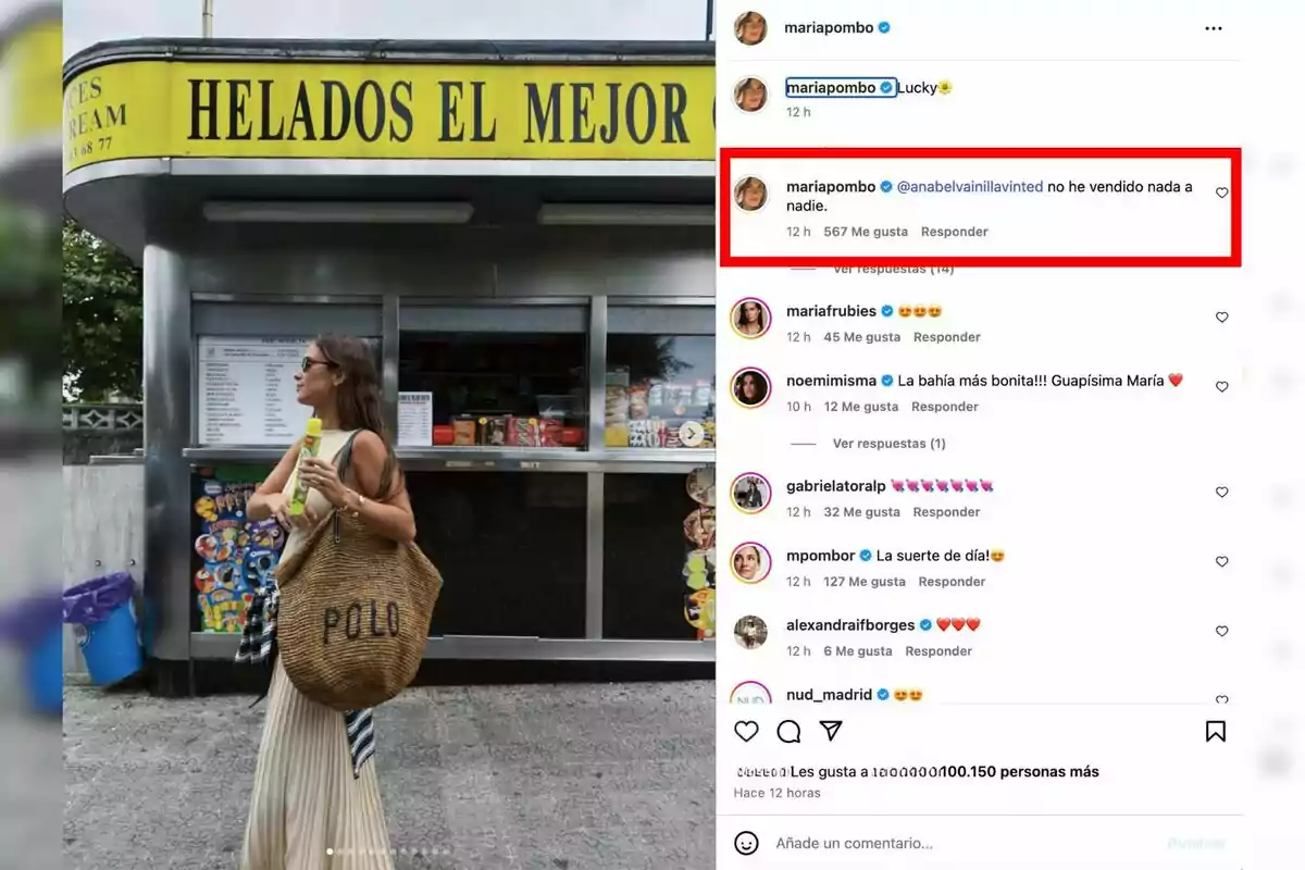 Una dona amb ulleres de sol i una bossa gran que diu POLO sosté un gelat davant d’una parada de gelats anomenada Gelats El Millor mentre mira cap a l’esquerra. Una dona amb ulleres de sol i una bossa gran que diu POLO sosté un gelat davant d’una parada de gelats anomenada Gelats El Millor mentre mira cap a l’esquerra.