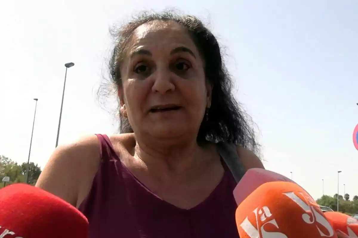 Inma Gamaza, mare de Michu, a la seva arribada al tanatori. Inma Gamaza, mare de Michu, a la seva arribada al tanatori.