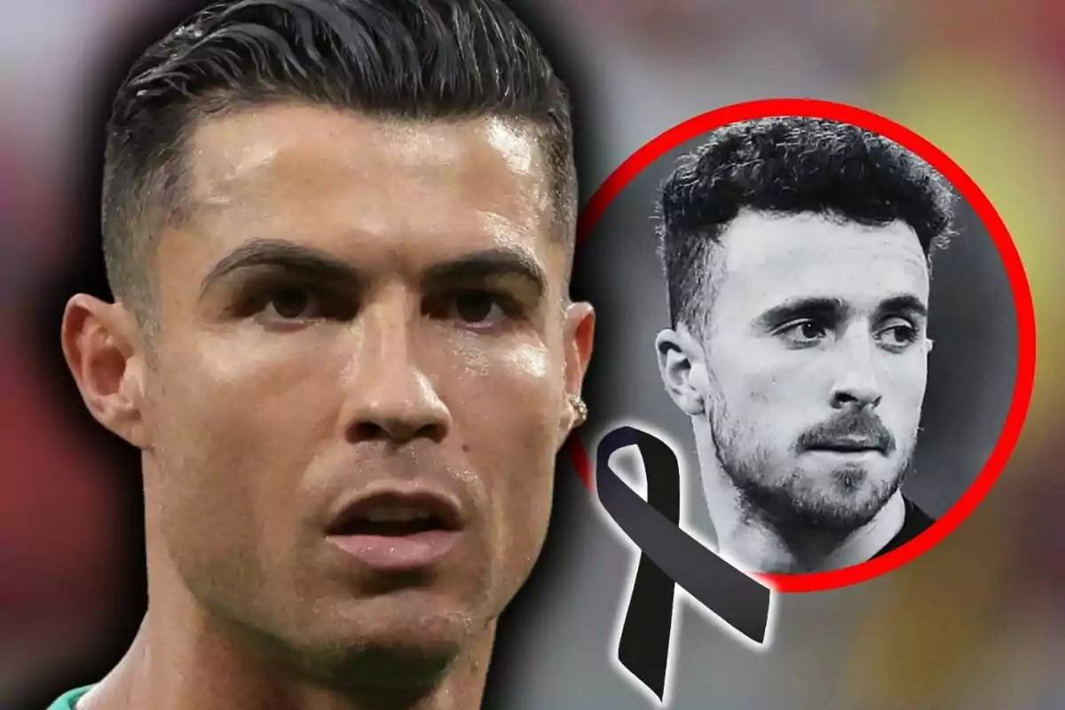 Close-up photo montage of Cristiano Ronaldo and Diogo Jota, both with serious expressions.