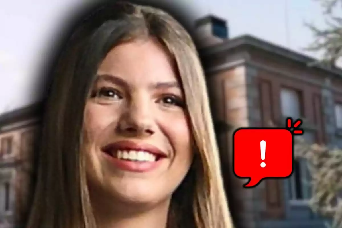 Muntatge de fotos en primer pla de la infanta Sofia somrient i, de fons, una imatge del Palau de la Zarzuela.